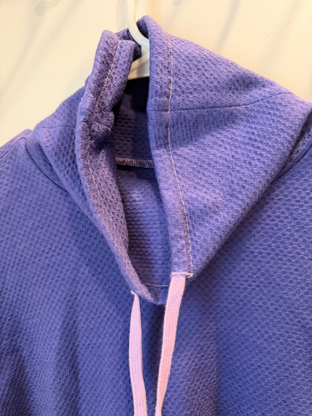 wool& cowl neck top, size M, purple with pink drawstring - Picture 2 of 4